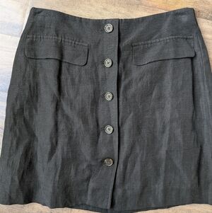 J.Crew Black Linen Cupro Blend Button-Front Mini Skirt- LINEN!